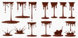 © ArtLuna Studio - Set of chocolate syrup drips, splashes, and flowing liquid isolated on transparent background.