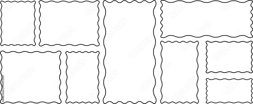 Scalloped and Zigzag Edge Square Outline Frames for Label, Certificate ...