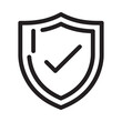 © alexpro - A black and white line drawing of a shield with a checkmark inside