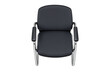 © Maureen - Modern black leather office chair with chrome frame, viewed from directly above