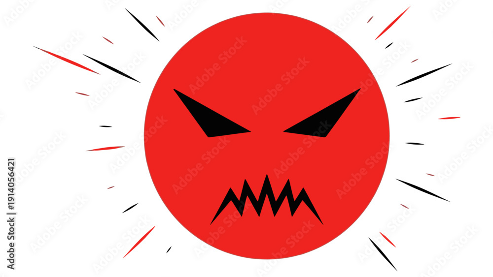 angry red face icon radiating fury on white background a graphic ...