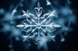 © juliars - Delicate crystal snowflake ornament radiating light against a soft blue backdrop