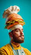 © Concept Photo Studio - Chef cuisiner avec un hamburger dans sa toque