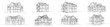 © Wieslaw - Set of houses under construction with scaffolding and roof frames in continuous line art