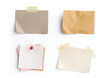 © dragonstock - Collection of blank paper notes with tape and push pin isolated on white background