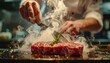 © putra - Chef Seasoning Steak with Spices and Herbs.