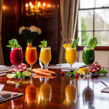 colorful fruit juices on the table