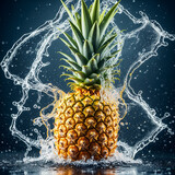 pineapple in water splash