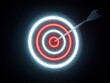 © Johannes - glowing target with arrow in center isolated on a black background