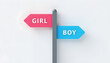 © ali - Boy or Girl Choice Concept, Gender Selection, Male vs Female Symbol, Childhood Identity, Decision Making, Baby Gender Comparison Concept