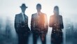 © Ева Торяник - Confident Managers Silhouetted In Abstract Cityscape With Team: Symbolizing Leadership In International Business. Toned Image With Double Exposure.