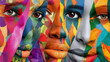 © Nataliya - Ethnic mosaic with vibrant collage of faces from different cultures, beautiful patchwork forming, cultural diversity artistic representation, with copy space