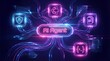 © TechNova Graphics - Neon ai agent concept with pink and blue lights on dark background