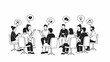 © Hafiz - Group of people sitting in a circle having a discussion illustration.