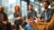© Anastasiya Ri - Support group therapy session with people sitting in circle sharing emotions and experiences representing mental health counseling and community support concept