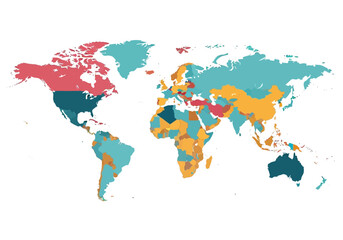  A colorful world map illustration showing diverse countries and cultures from a global perspective.