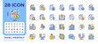 © IMG visuals icons - Financial reporting pixel perfect line color icons set. Documenting, summarizing and communicating company activities. Vector illustrations. Simple flat colorful symbols collection. Editable stroke