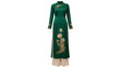 © Irina - Vietnamese ao dai dress in green silk with floral embroidery isolated