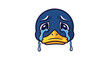 © laila - Adorable blue duck cartoon character with a yellow beak shedding tears, symbolizing deep sadness, distress, or a moment of grief and emotional vulnerability