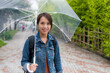 © leungchopan - Travel woman hold umbrella at outdoor street