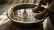 © Светлана Воротняк - Pontius Pilate washing his hands. Biblical narrative, religious story.Man washing hands in a bowl, reflection of Jesus in water.
