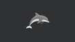 © lestari - A gray cartoon dolphin in a dark background, in pixel art style