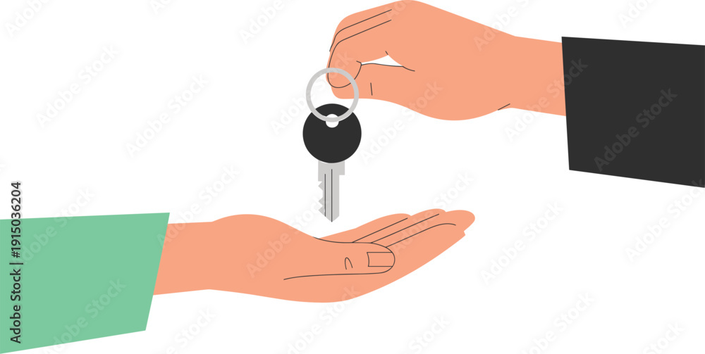 Hand giving house keys to another person property transfer real estate ...