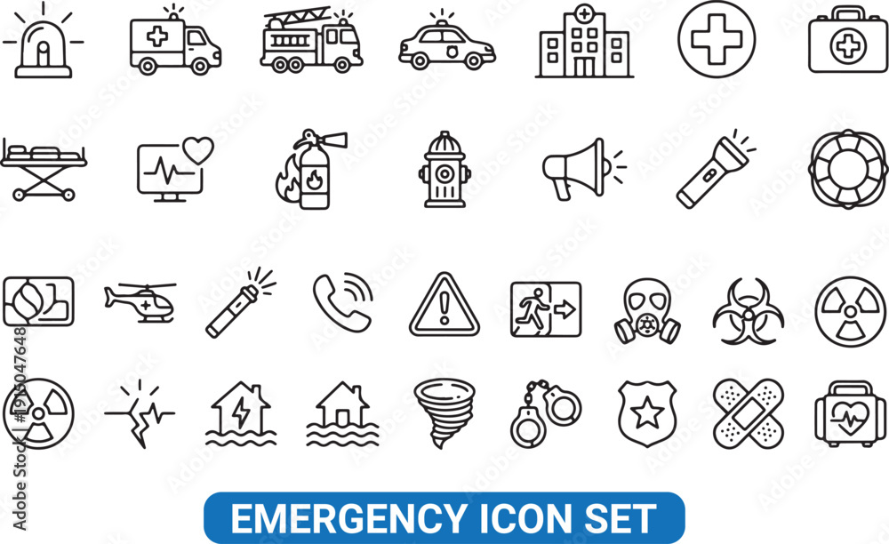 Lab Emergency Icon Emergency Icon Set Vector Illustration Medical Safety Signs Disaster ...
