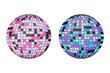 © Ксения Раневская - Two colorful disco balls with mirrored tiles isolated on white background
