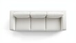 © VolumeThings - Top view of a three-seat white fabric sofa on a white background