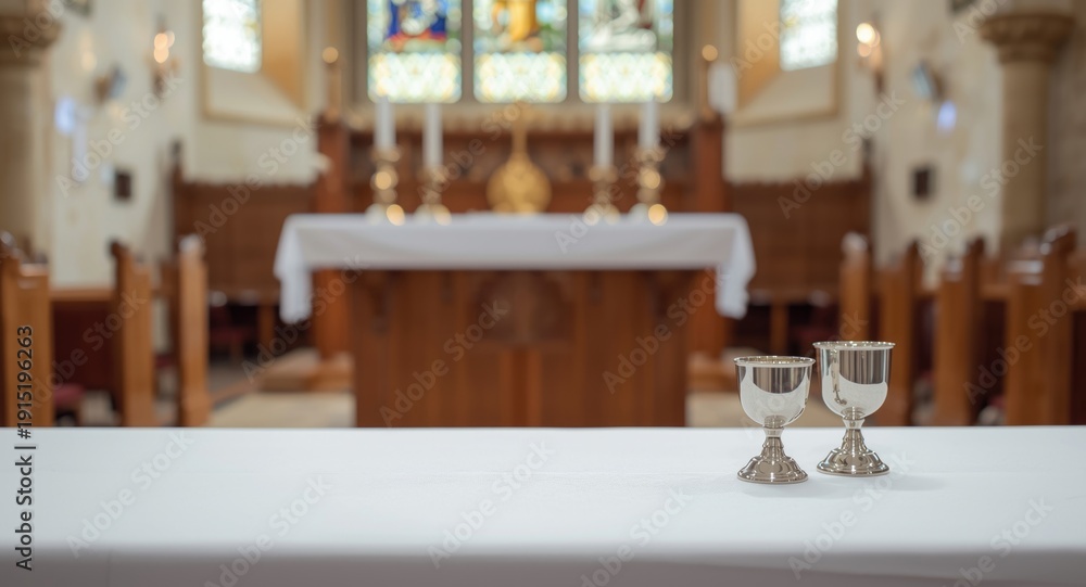 Communion Setting Religious communion ritual setting including blank copy area before ...