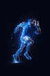 © Lustre Art Group  - Energetic artwork. Sprinter accelerating forward with glowing digital motion effect. Concept of fitness ads, performance tracking technology, athletic apparel branding and sports event promo.