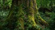 © TheWaterMeloonProjec - Tree trunk covered with dense moss and terrestrial plants in a vibrant forest habitat
