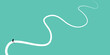 © MohSamsudin - A minimalist illustration of a person starting a long, winding white path on a serene teal background, symbolizing a journey or future.