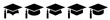© nikolae - Graduation cap icon set. Mortar board or college graduation hat collection signs.