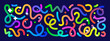 © max_776 - Dynamic colorful gradient abstract twisted elements- lines, loops, swirling rainbow trendy blend stripes, geometric smooth neon isolated curved shapes for design, vector set wavy confetti figures