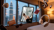 © Rendara Studio - Luxury travel still life with city skyline and real life tourism experience through digital tablet in Kuala Lumpur, Asia