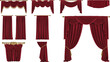 © Tanjimul - Red theater curtains set, luxury stage drapery collection with folds and tassels, classic interior decoration isolated on white