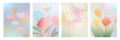 © Tanya Shulga - Collection of beautiful backgrounds with spring flowers daisies, tulips, wildflowers with soft, blurred outlines and gradients in pastel shades. The overall style is dreamy, soft, and artistic.