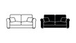 © Iconic Store - Vector illustration of two sofas, one outlined and one filled, on a white background