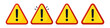 © Passatic - Set of four yellow warning triangles with exclamation marks and red borders