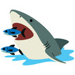 © azzedine - Dramatic Ocean Food Chain Illustration a Shark Hunting a Fish