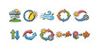 © Pointer Marker - Weather and seasonal changes icon set. Colorful, flat symbol collection for forecasting