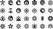 © designboundary - Assortment of black Polynesian tribal symbols showcasing natural and cultural elements
