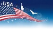 © MST - Patriotic american flag with usa and bird in flight