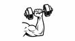 © barat - Muscular arm lifting a heavy dumbbell for strength training