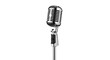 © Sorin - Vintage chrome microphone PNG isolated on transparent background, classic recording equipment for retro music and broadcasting