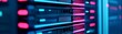 © Photo18@desing - Rows of Servers A digital landscape of glowing blue and pink lights, symbolizing data processing and AI. Data, Servers, Technology, AI, Data Center, Information