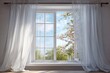 © robertuzhbt89 - Flowers bloom outside a window with white curtains in a bright room during daytime