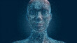© Ruhi - Web banner AI humanoid head front view, AI robot, technology, machine learning, neural network, Artificial Intelligence (AI) landing page concept.